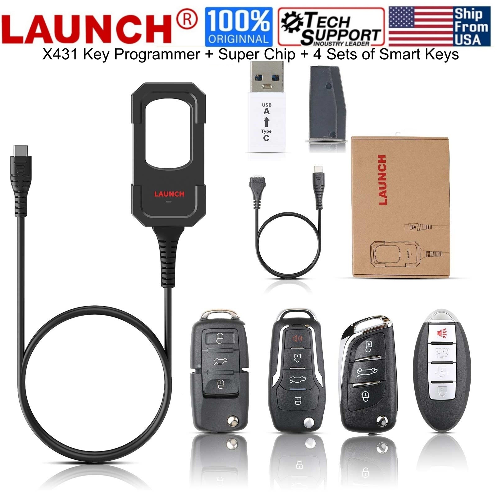 Launch X431 Key Progarmmer for Remote Chip Generation+Super Chip+ 4x Smart Key
