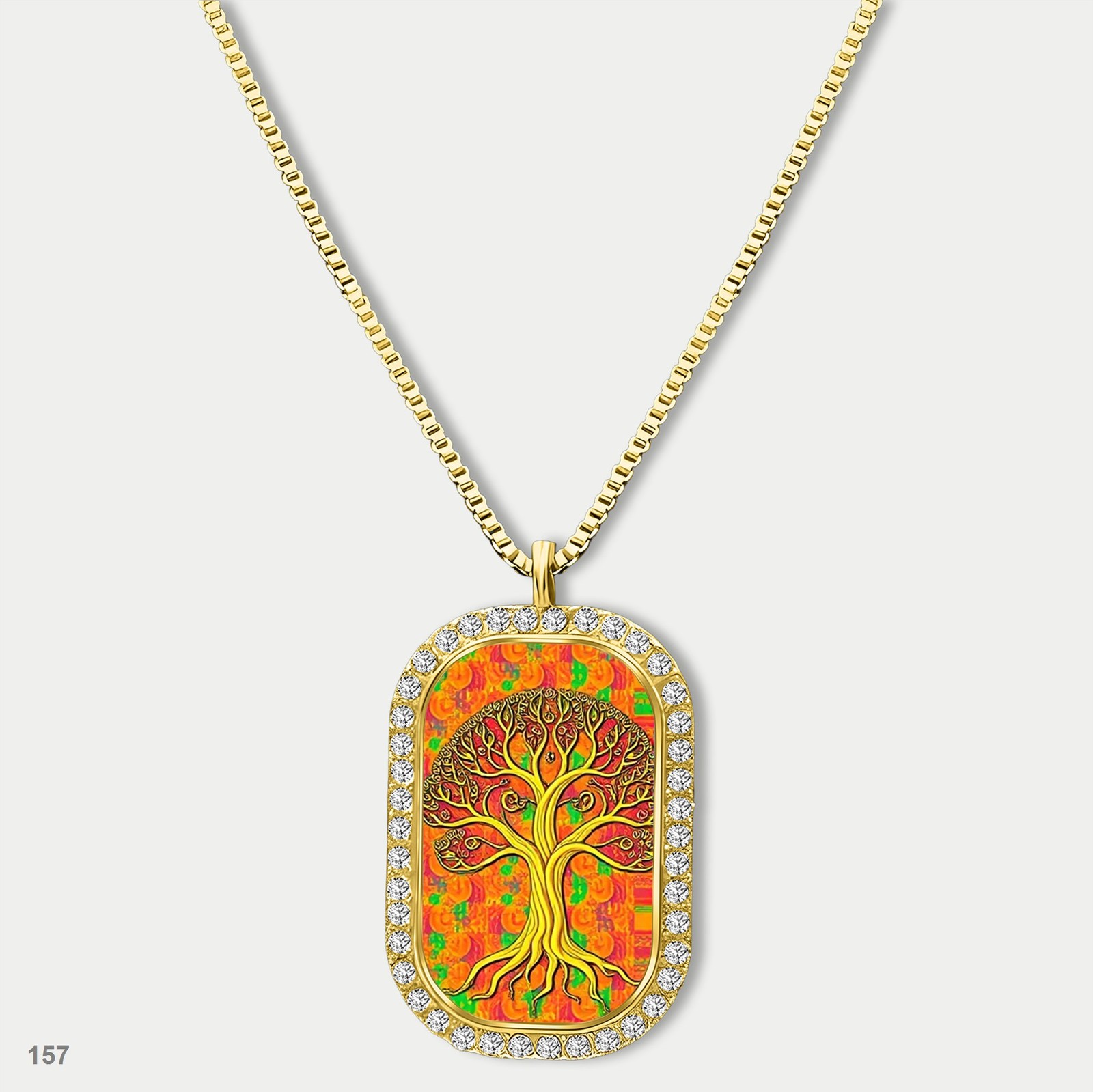 New Colorful Tree of Life Pendant Necklace Chain Graphic Dog Tag Chain Gift Desi