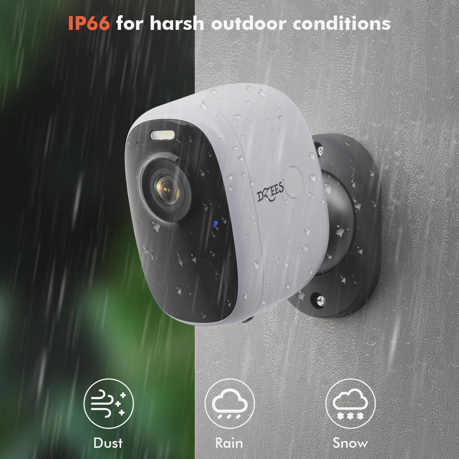 Dzees 4MP Wireless Outdoor Security Cameras, 4Pcs White Single Camera