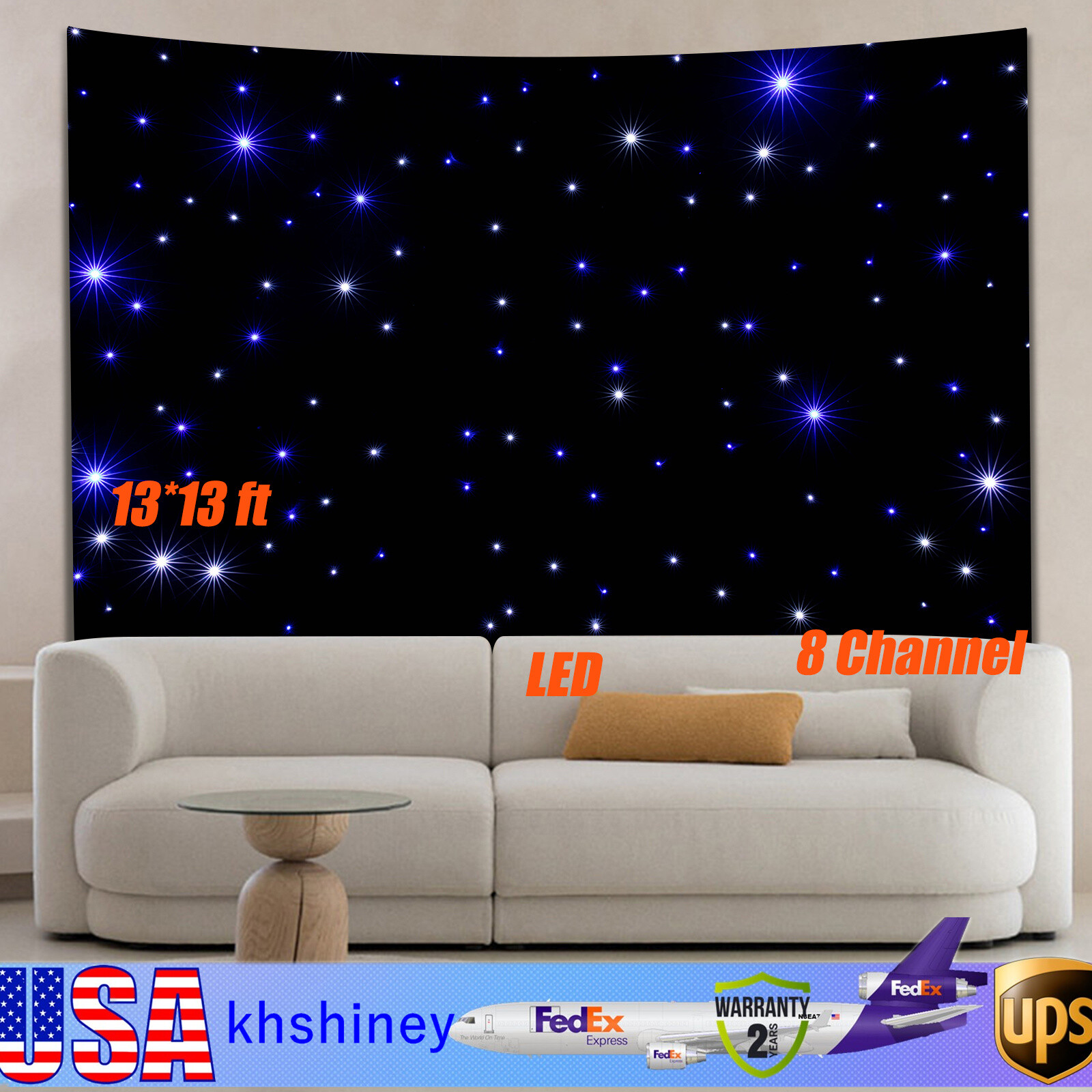 13*13ft Star Stage Backdrop LED Star Curtain Background Starry Sky w/ Remote DMX