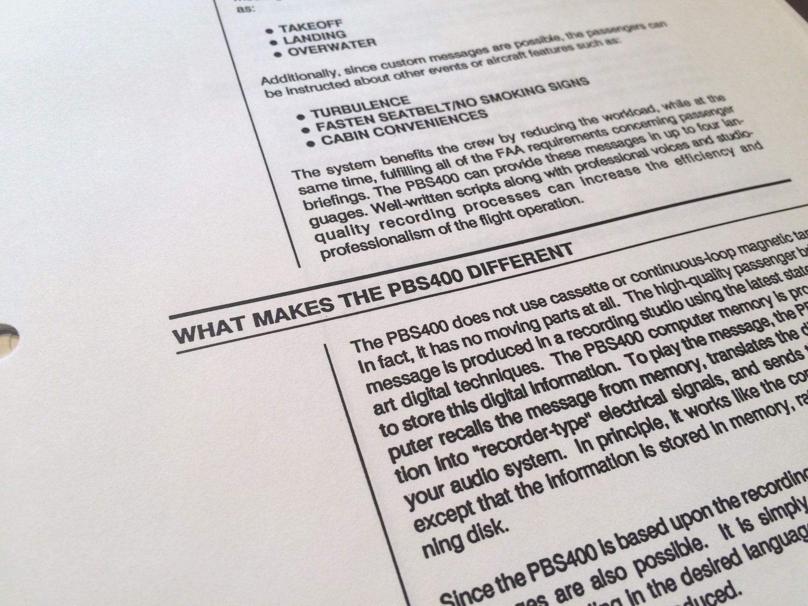 Head's Up Technologies PBS400 Digital Passenger Briefing User Manual