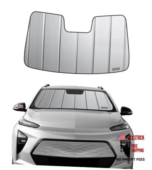 Windshield Sunshade for Chevy Bolt EUV 2022-2023, Premium Grey Leather Finish