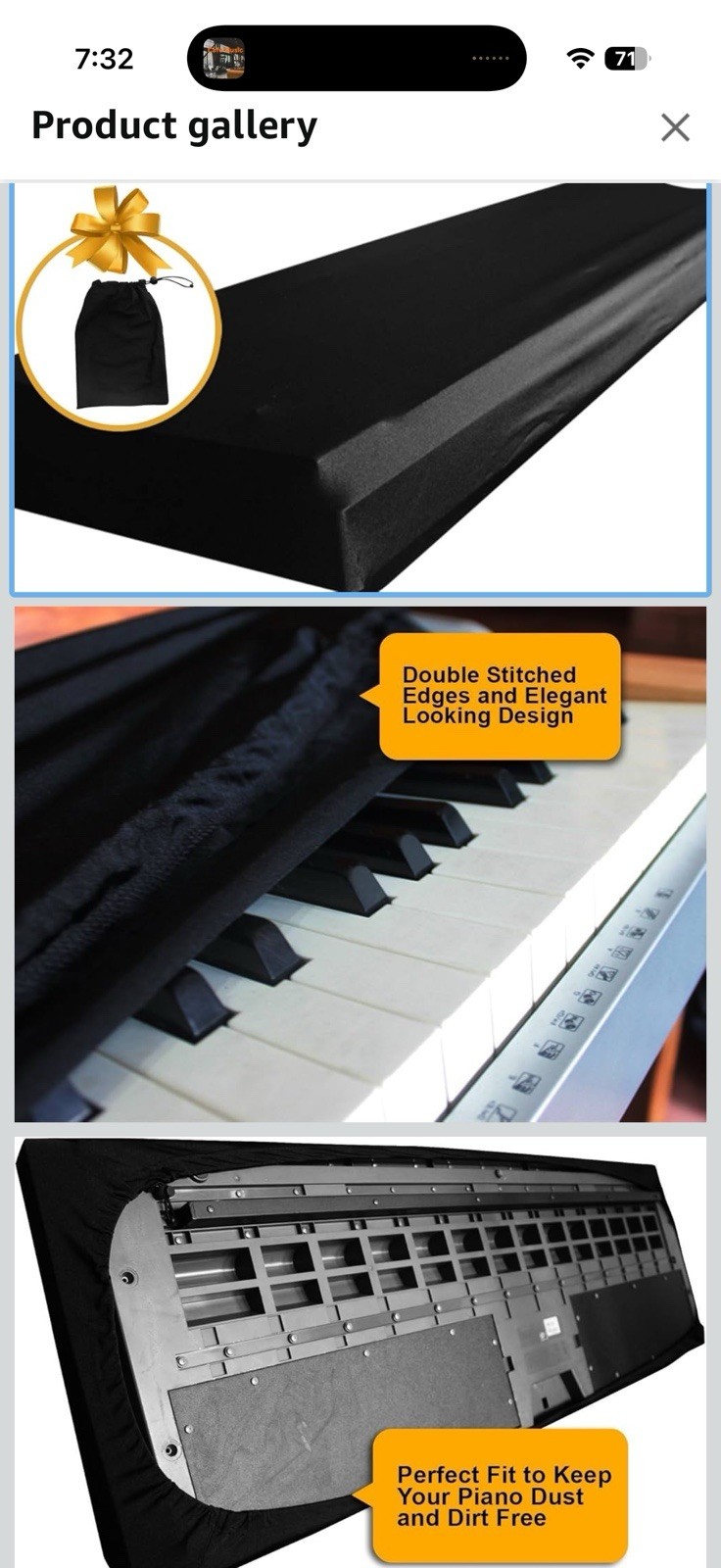 Piano/Synth Dust Cover 61-76 Keys