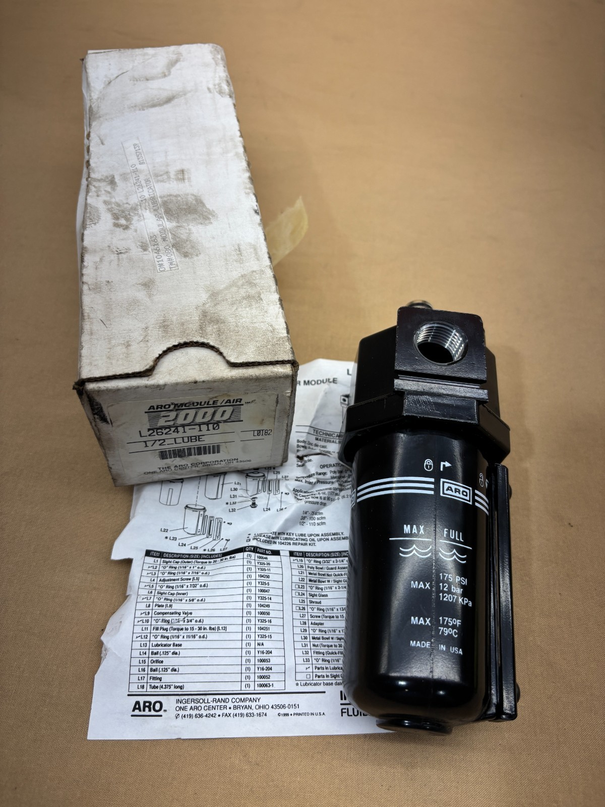 Aro L26241-110 Pneumatic Lubricator Pneumatic Replacement Part