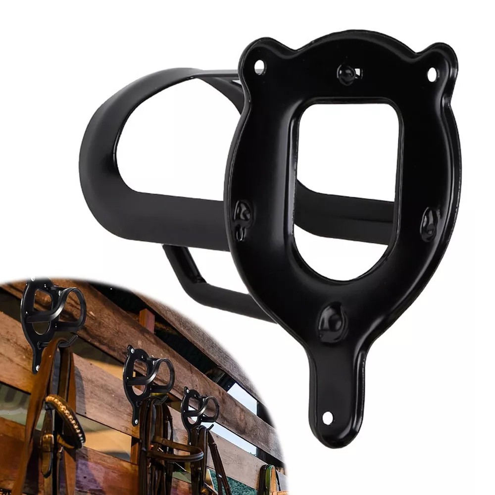 Metal Horse Bridle Rack with Hooks and Tubes for Tack Storage in Barns