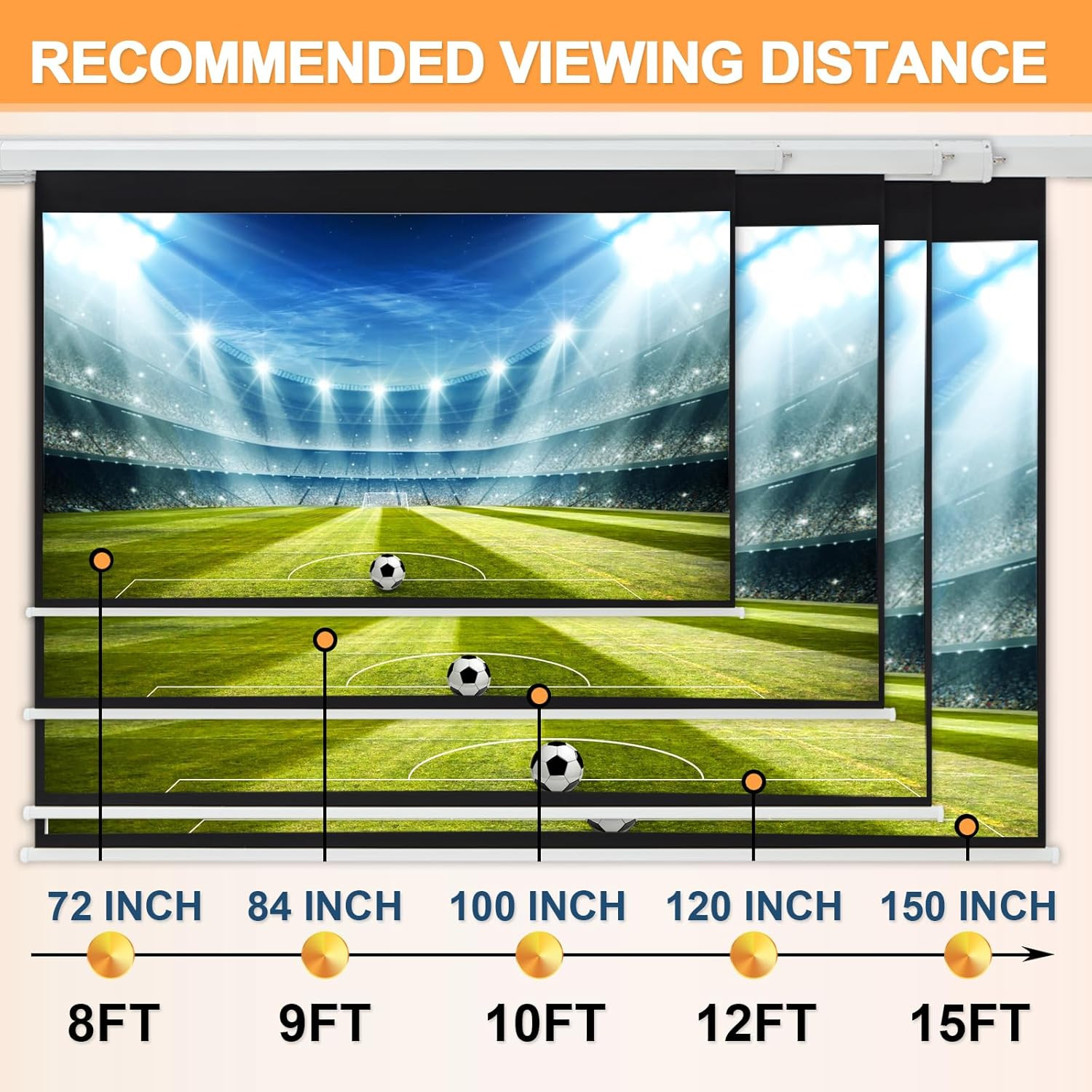 150" Projector Screen Motorized 16:9 Retractable Projection Screens | Electric A