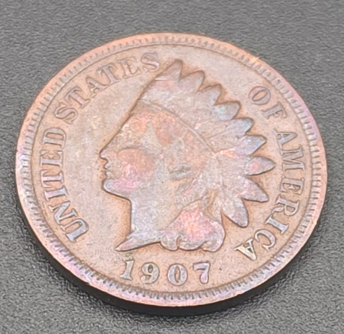 Indian Head Small Cent Bronze Coin 1907 Fine