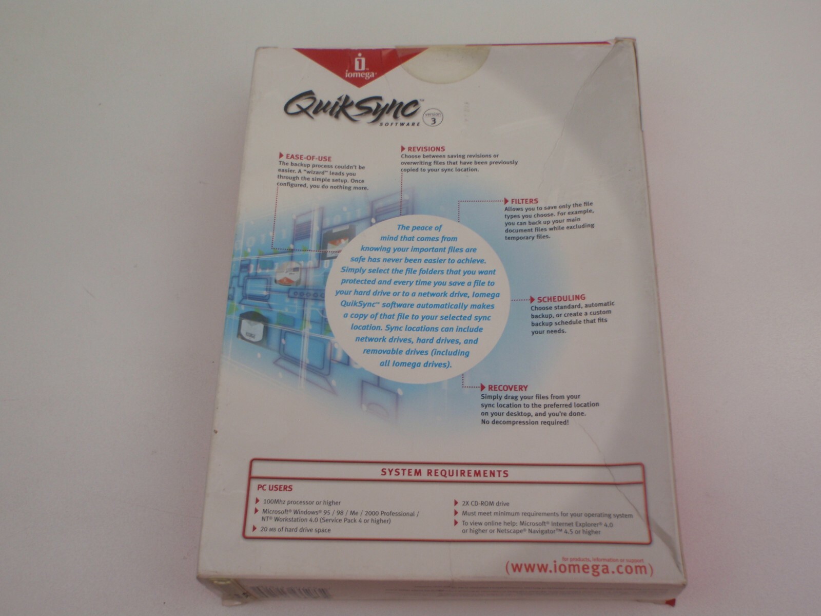 PC BACKUP SOFTWARE IOMEGA QUIK SYNC VERSION 3 AUTOMATIC SCHEDULING RECOVERY