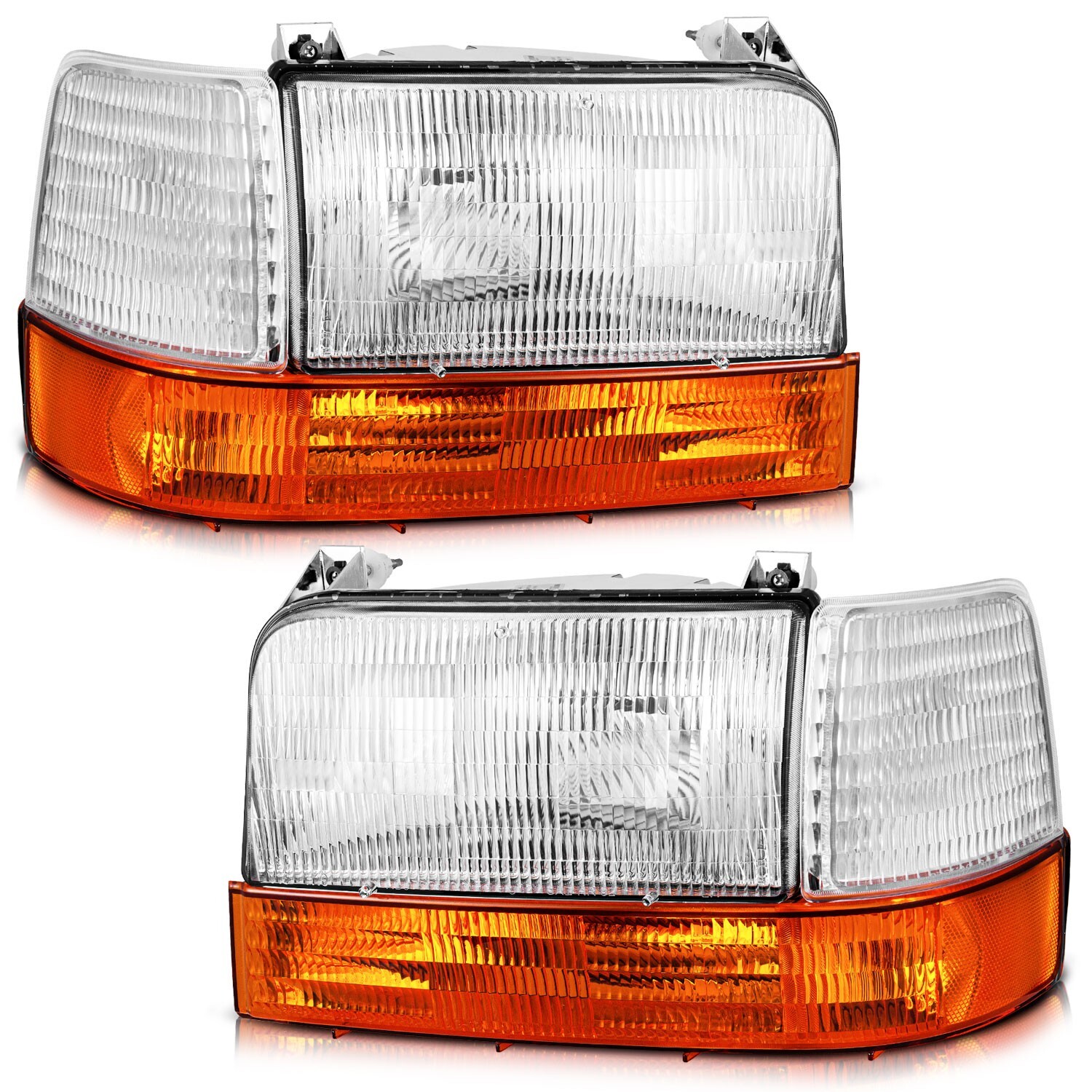 WEELMOTO Pair Headlights For 1992-1997 Ford F150 F250 F350 1992-1996 Ford Bronco