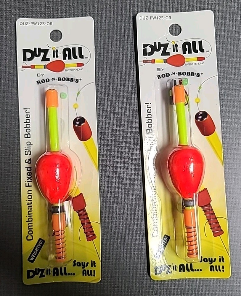 2 Rod-N-Bobb's DUZ-it-ALL Fixed & Slip Weighted Bobber Hook And Split Shot 1.25