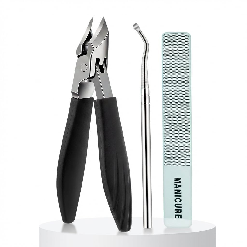 Nail Clippers Set 30° Slanted Eagle-Beak Wide Jaw Opening Anti-Splash Catcher