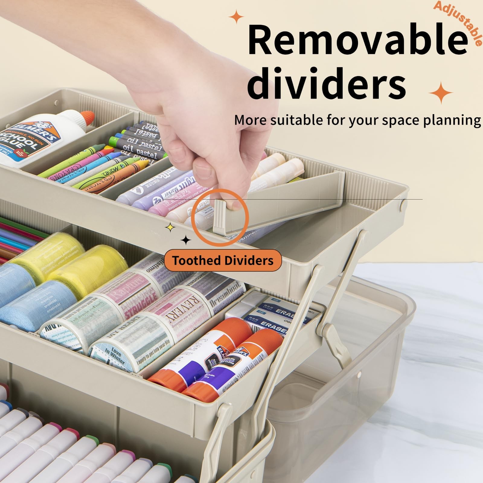 12.5in 3-Layer Multipurpose Craft Organizers and Storage with Adjustable Divi...