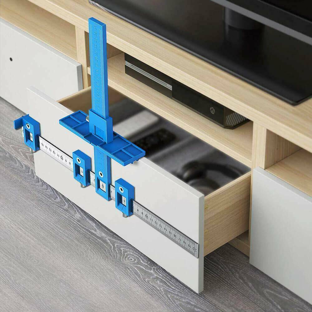 Drill Guide Punch Locator Woodworking Hole Cabinet Hardware Jig Drawer Pull Tool