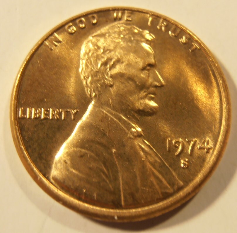 1974 S Lincoln Cent -  BU from a nice roll, FREE SHIPPING