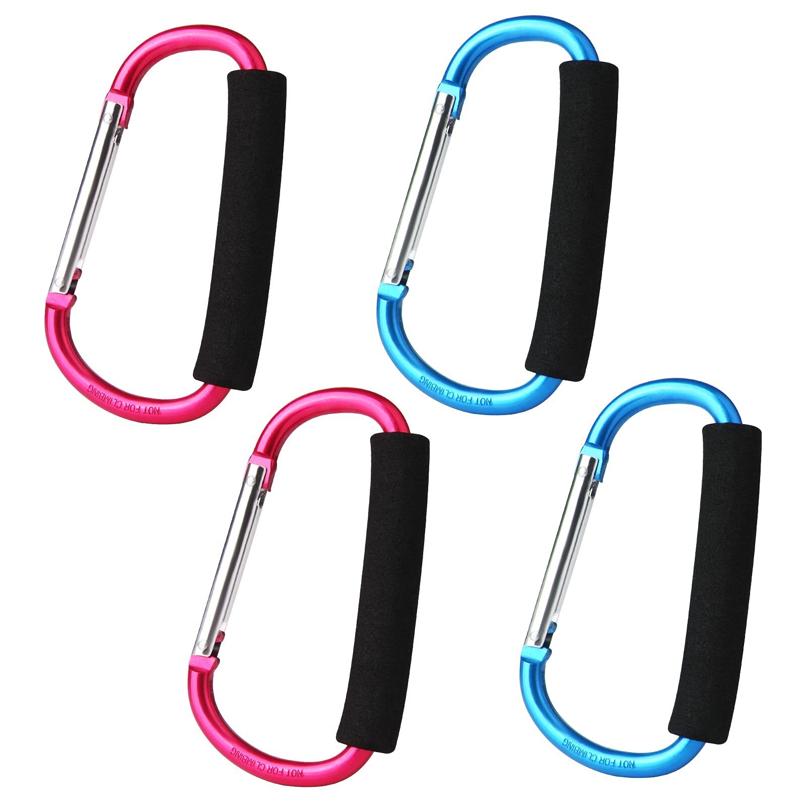4 Pack Large Carabiner 5.5" D Click and Carry Bag Carrier Stroller HooksLight...