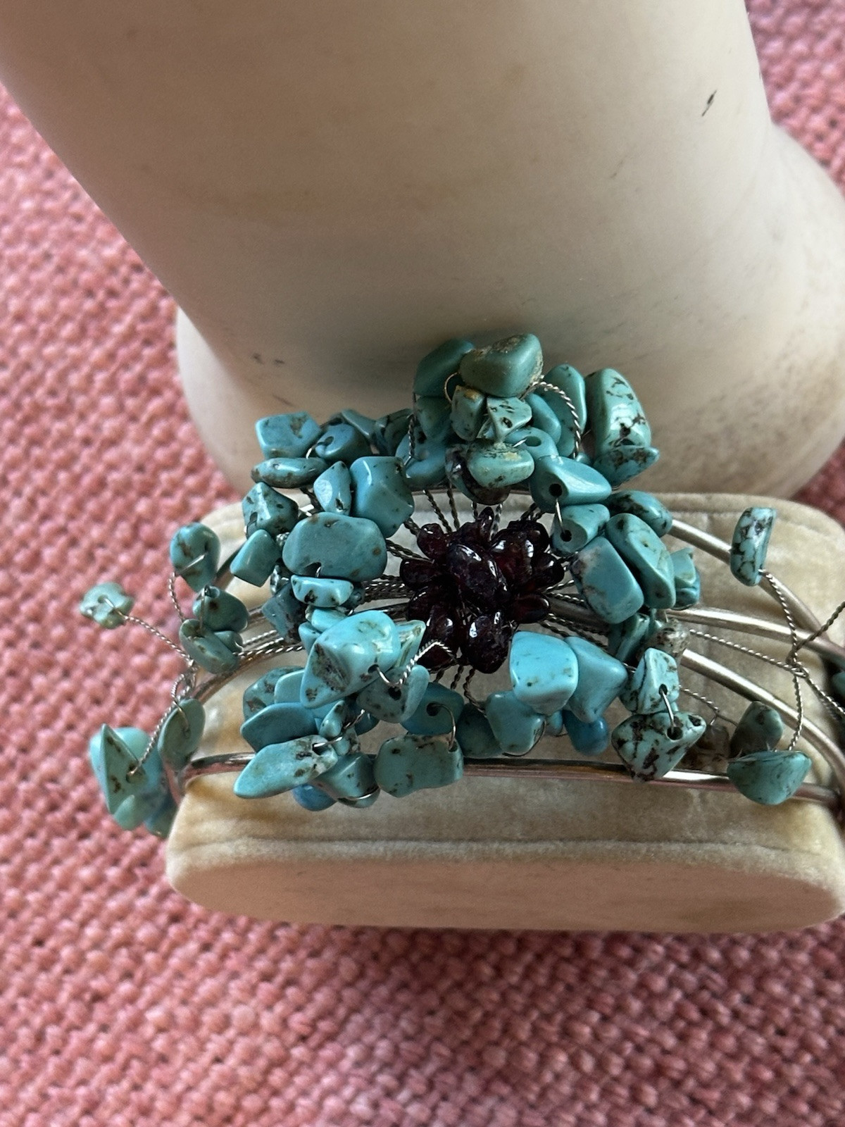 Loose Turquoise Silver Wire Bracelet