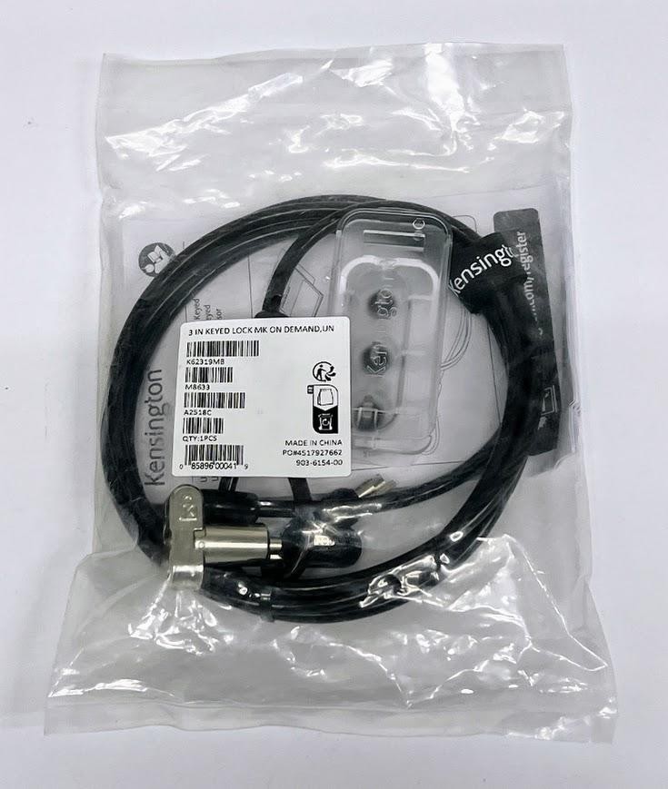 Kensington 3-in-1 Laptop Lock Keyed K62319M MB Anti-Theft Cable