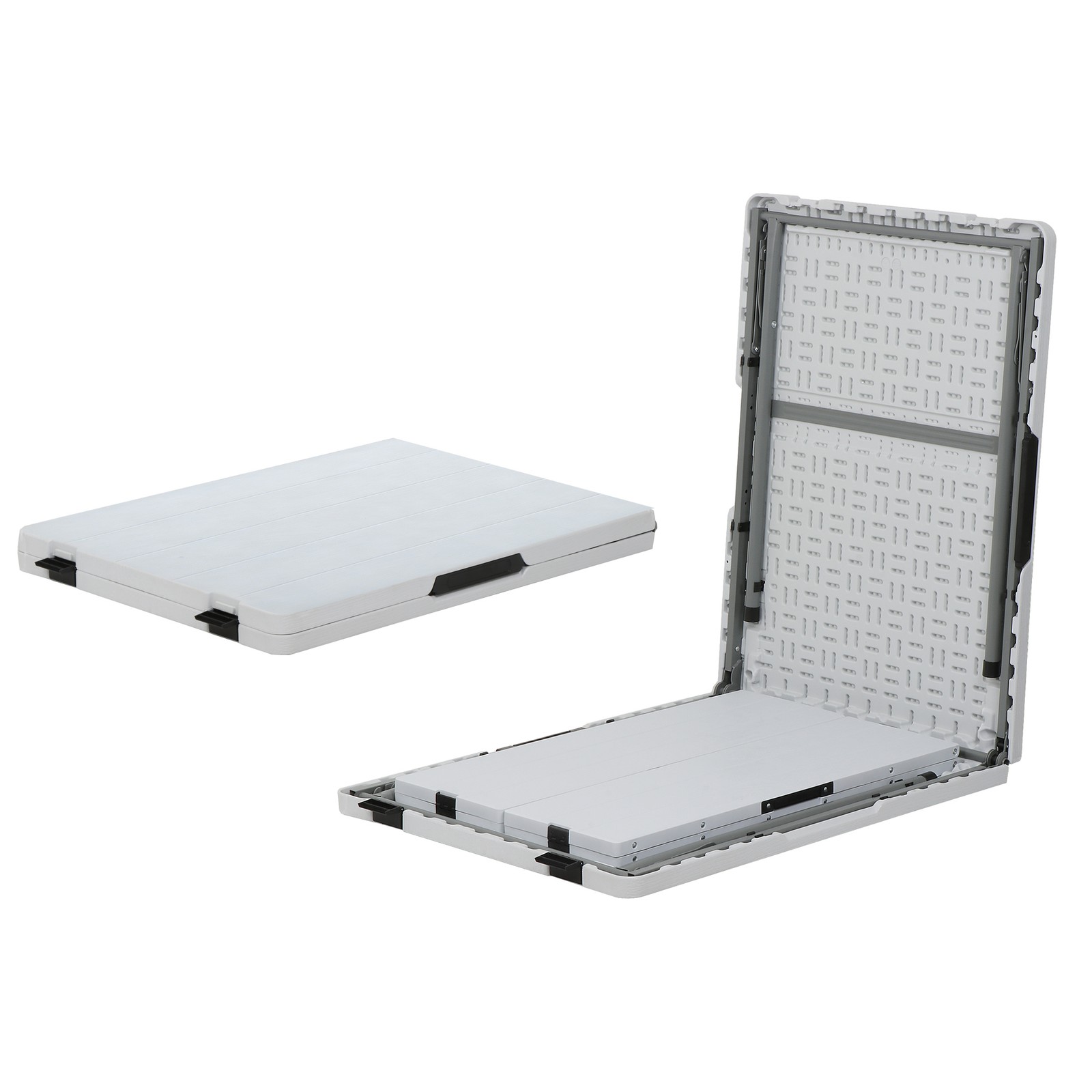 Compact Foldable Picnic Table with Storage Benches Weather Resistant HDPE Table