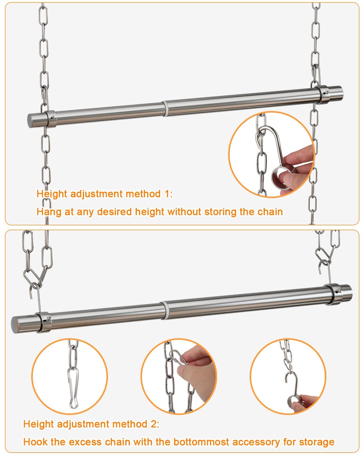 Hanging Closet Rod, Adjustable Width and Height Closet Rods Extender, 17-40in...