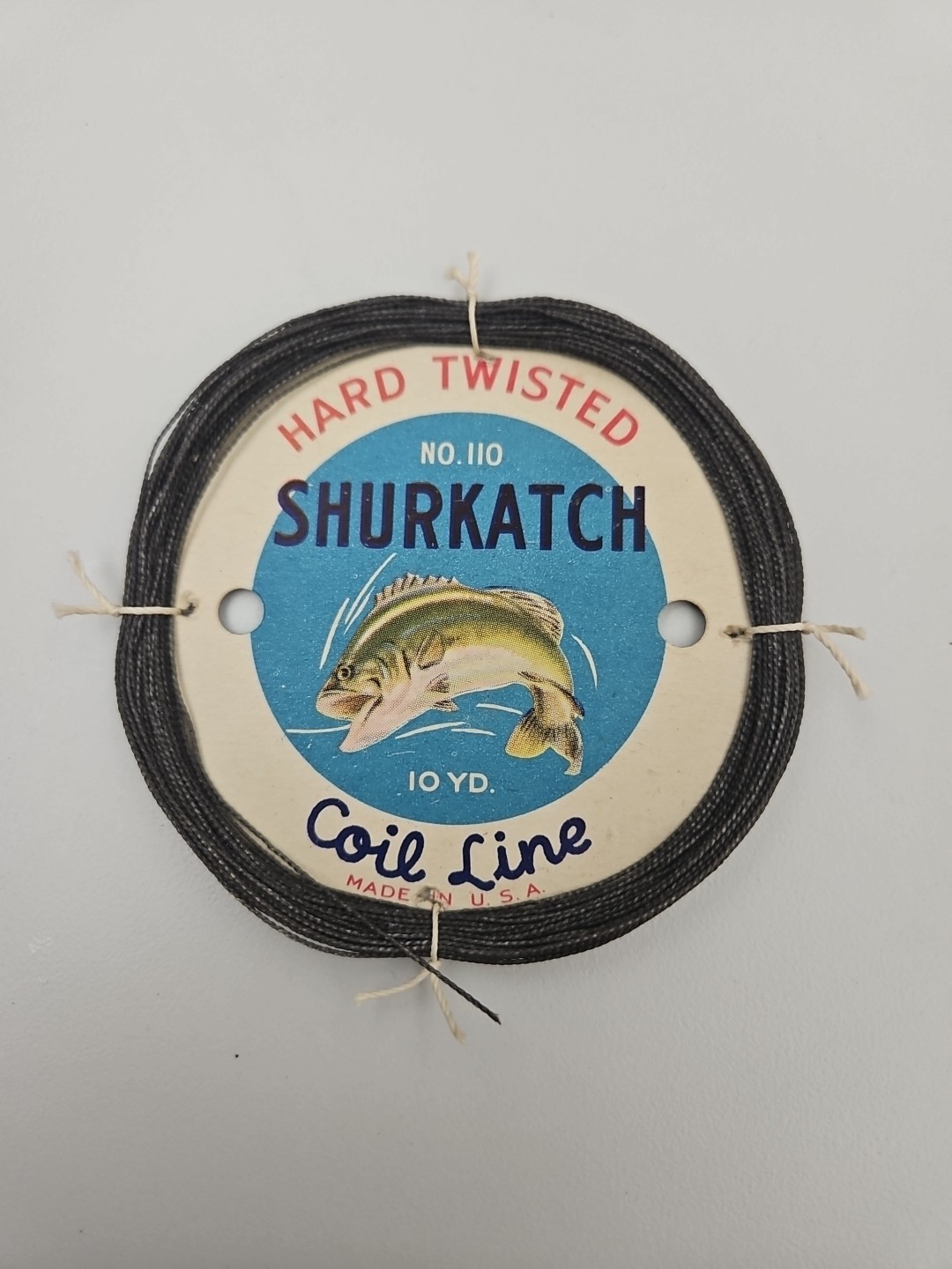 Vintage Shurkatch No.110 10 Yards of Hard Twisted Fishing Line  Nice Graphic's