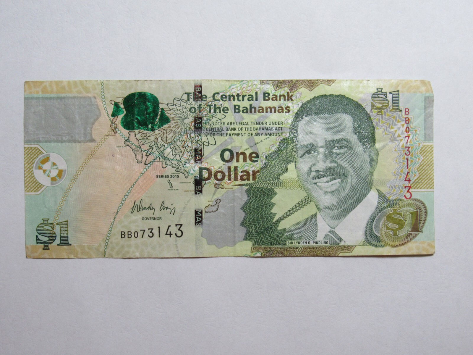Bahamas Paper Money Currency - 2015 1 Dollar - Nice Circulated