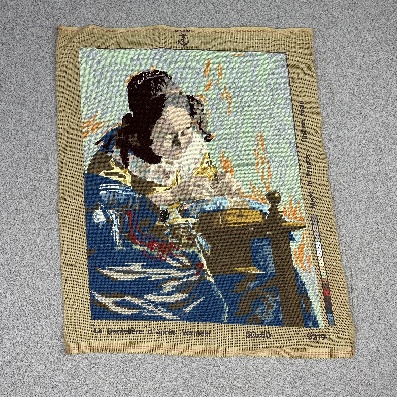Vermeer The Lace Maker De Kantwerkster Finished Needlepoint Canvas France 50x60