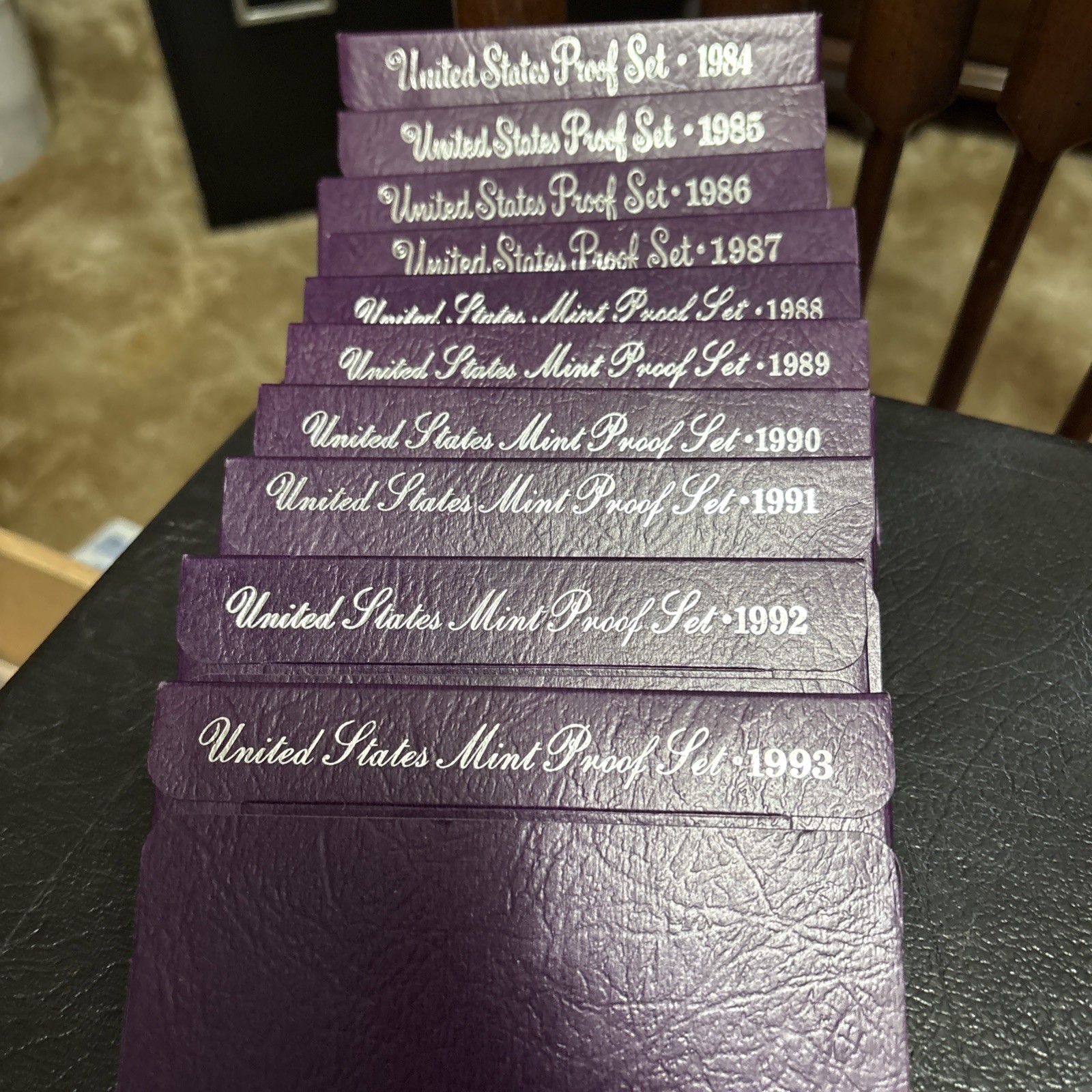 US Mint Proof Sets 10 Total 1984 - 1993 United States Choice Clean Boxes