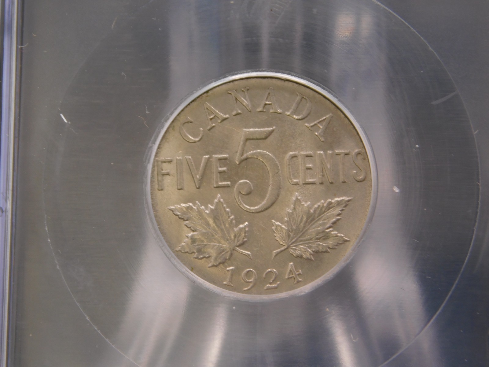 1924 CANADA FIVE CENT ICG MS62 (BT1224)