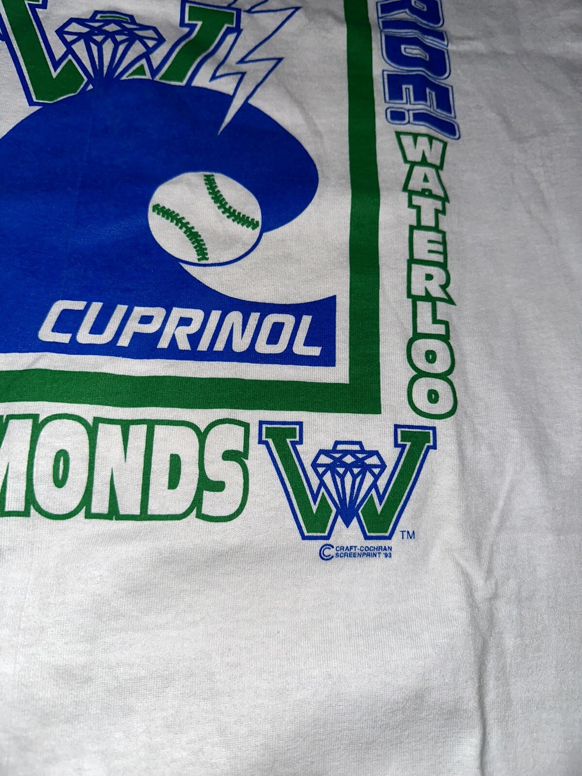 VTG 1993 Waterloo Diamonds T-Shirt Men's XL White Single Stitch Hanes 50/50 USA