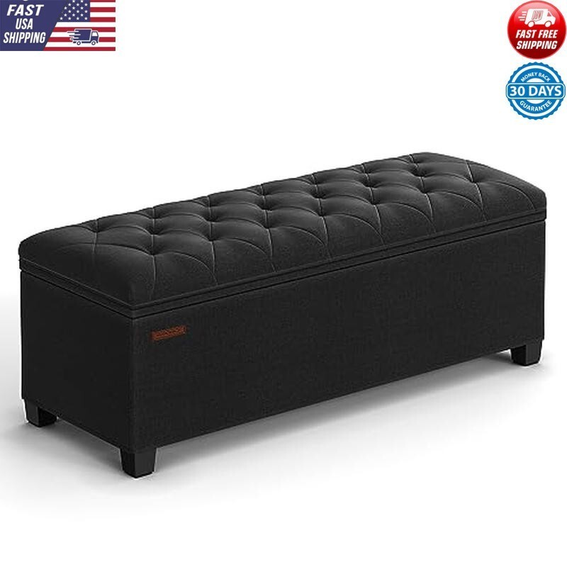 Elegant Storage Ottoman Bench Versatile Foot Rest Sturdy MDF 660lb Capacity New