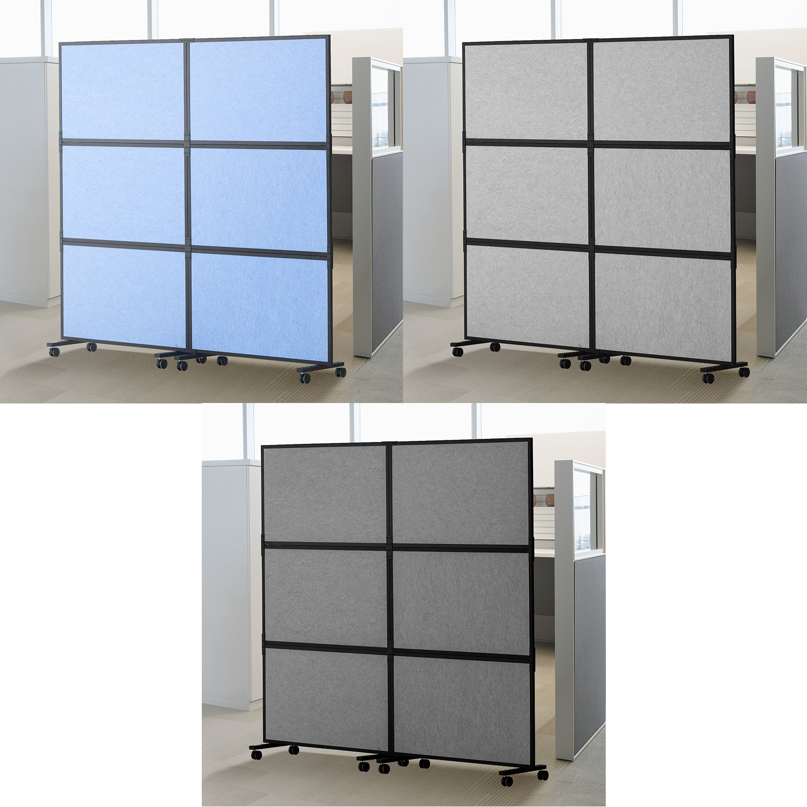 Uimoso Acoustic Divider Panels for Privacy & Noise Reduction, 2-Pack, Blue/Gray