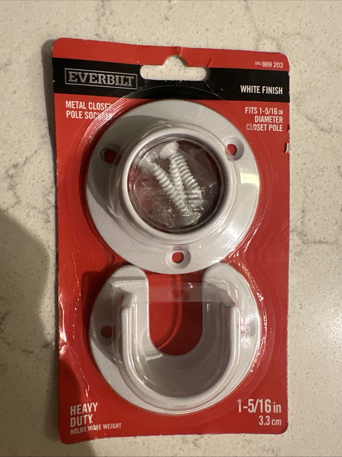 Everbilt Metal Closet Pole Sockets White 1-5/16 in Set of 2 for Closet Door