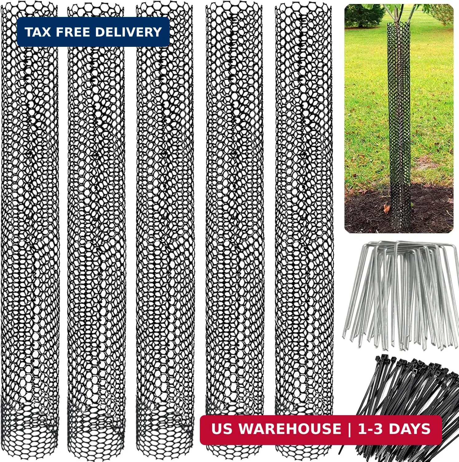 Mesh Tree Trunk Protectors, 6 Pack 40 Inches Tree Bark Protector Guard with Zip