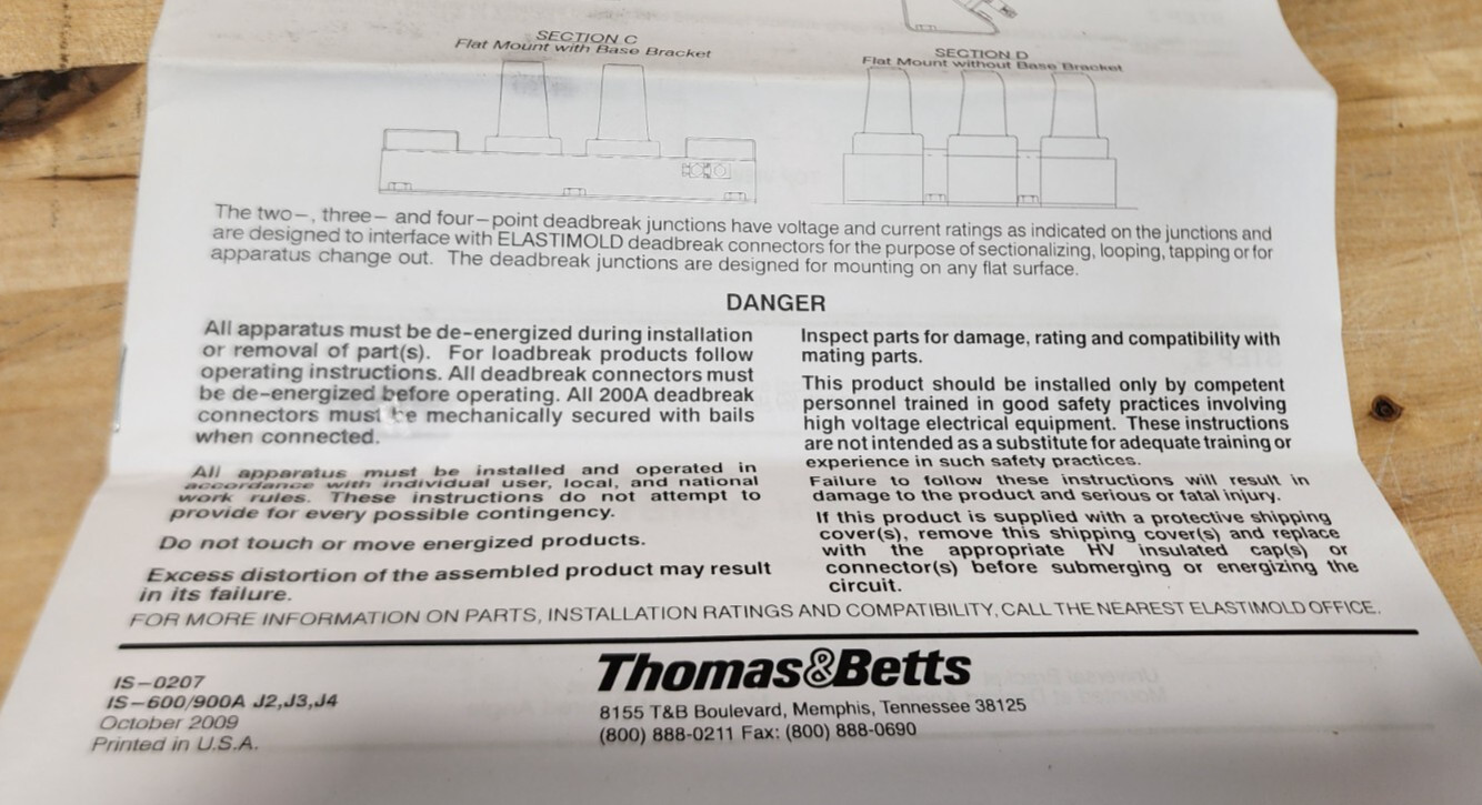 Thomas & Betts ABB Elastimold K650-J4-5 Deadbreak 4-Point Junction (NEW IN BOX)