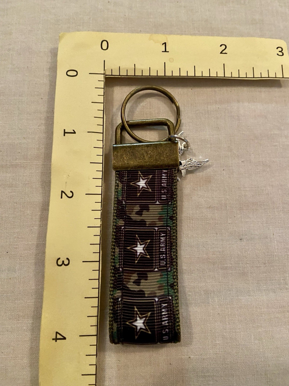 US Army 4” Key Fob With Charm Depicting An Eagle Attached