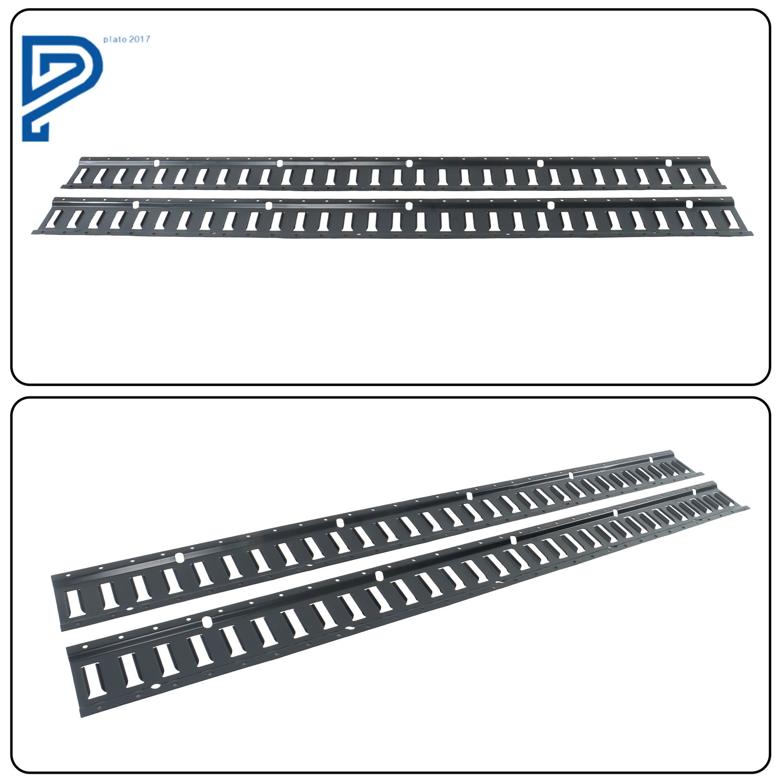 5' (2 Pack) E Track Rails Powder-Coat Black For Vans Trailers Motorcycle