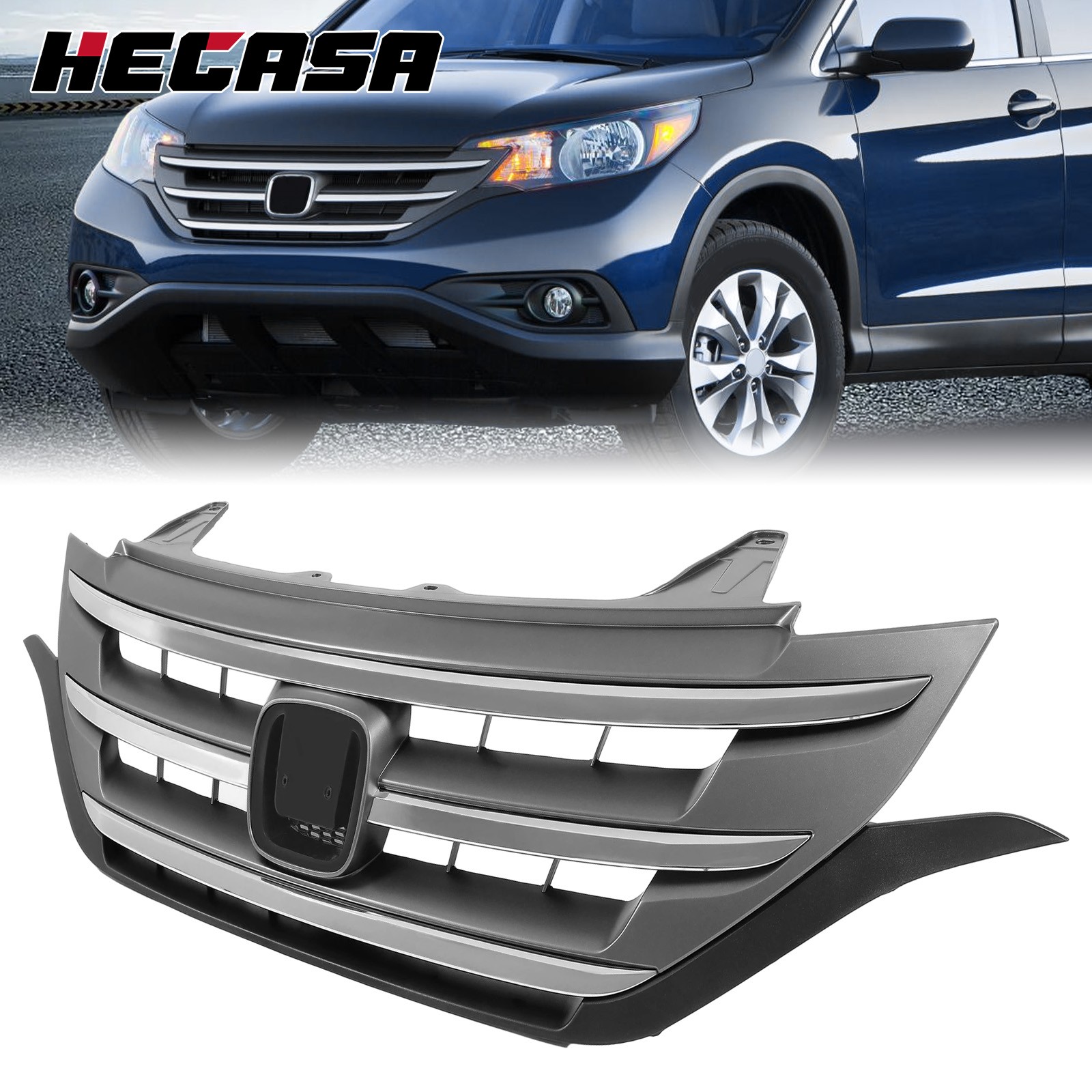 Fits 2012 2013 2014 Honda CRV CR-V Front Bumper Hood Upper Grille w/Chrome Trim
