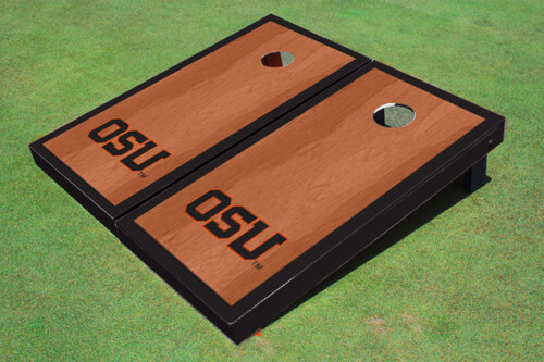 Oregon State University "OSU" Black Rosewood Matching Border Cornhole Boards