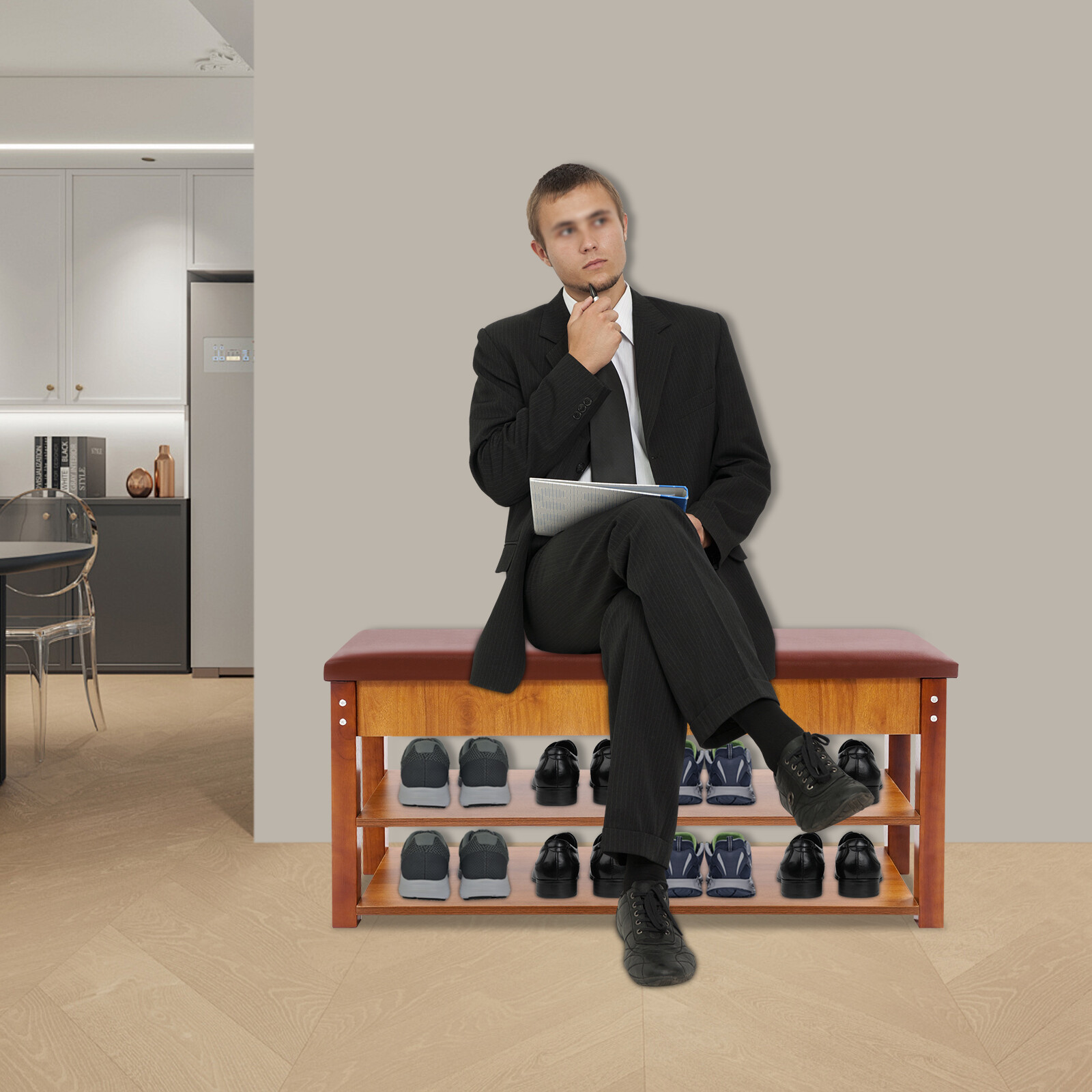 Shoe Rack Bench Shoe Storage Bench Shoe Organizer Bench for Entryway 100x46x30cm