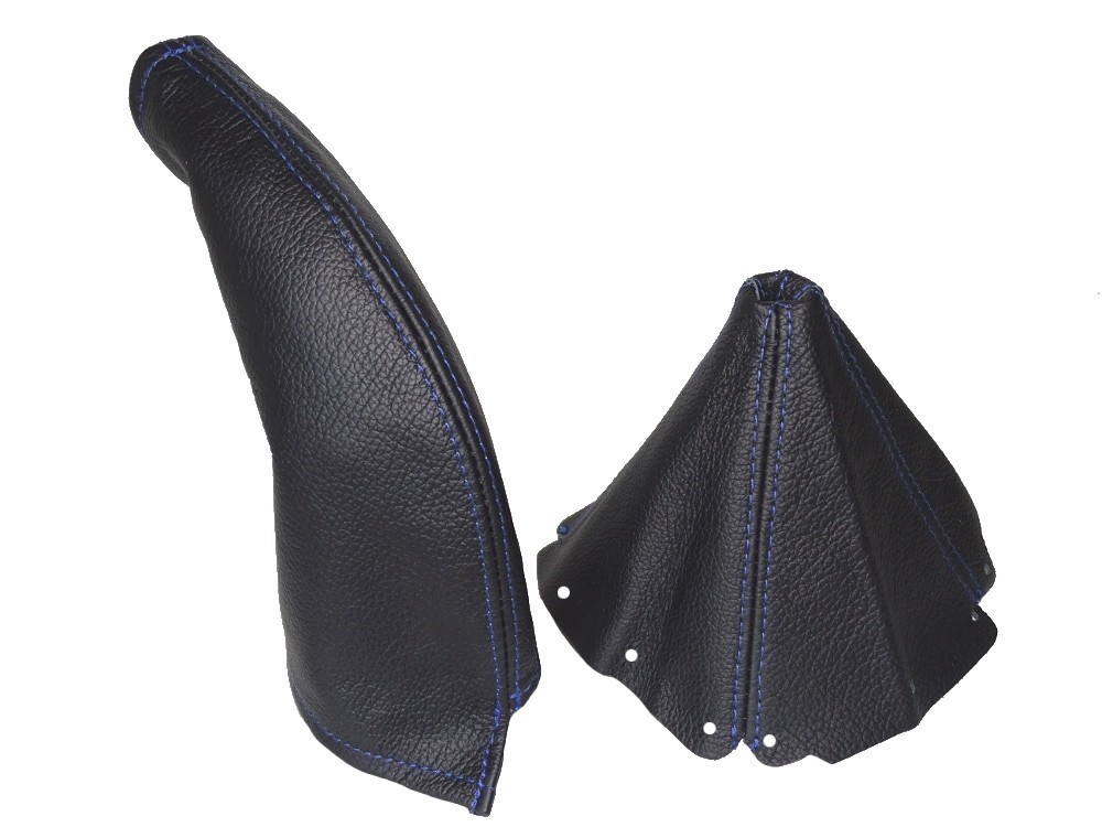 Shift & E Brake Boot For Mazda Miata NA MK1 1989-97 Black Leather Blue Stitching