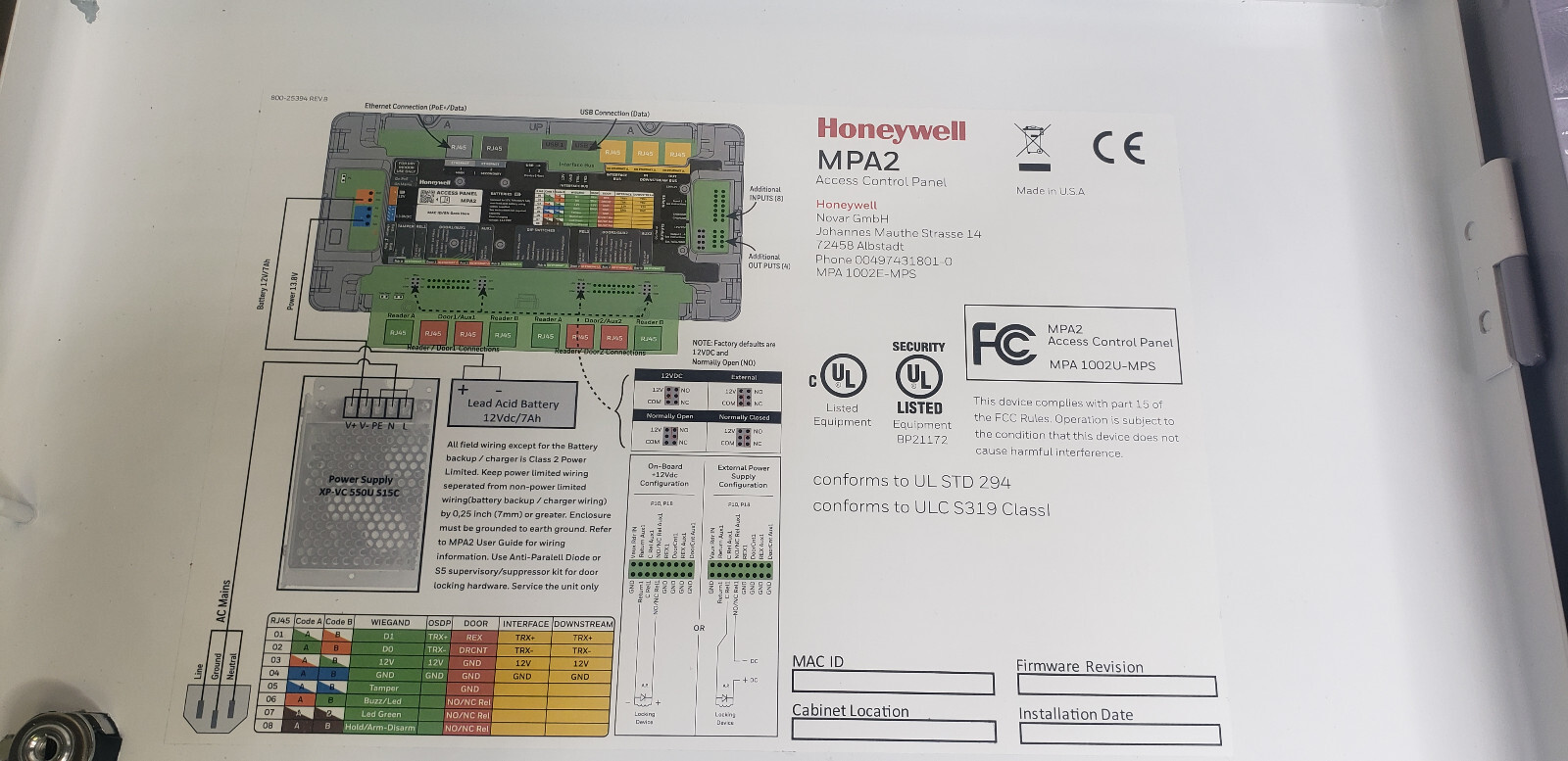 Honeywell MPA1002U-MPS 2 Door Access Control Kit