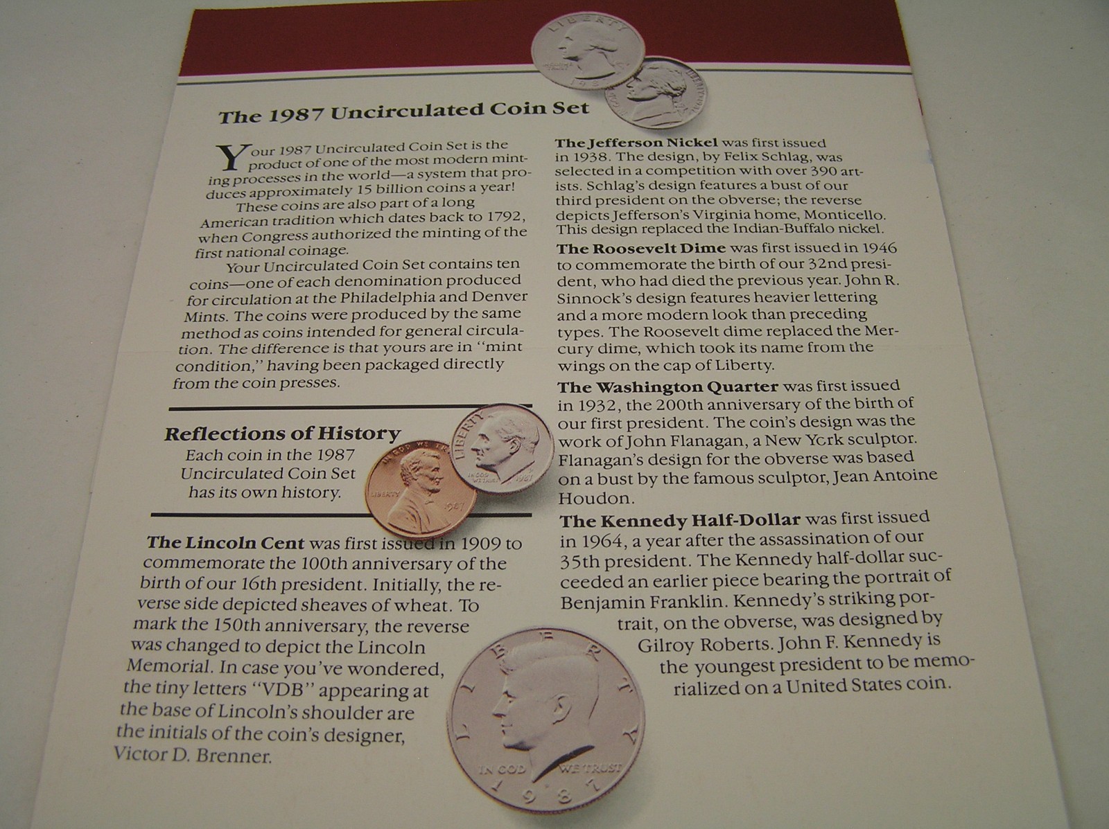US Mint 1987 Uncirculated Coin Set P & D