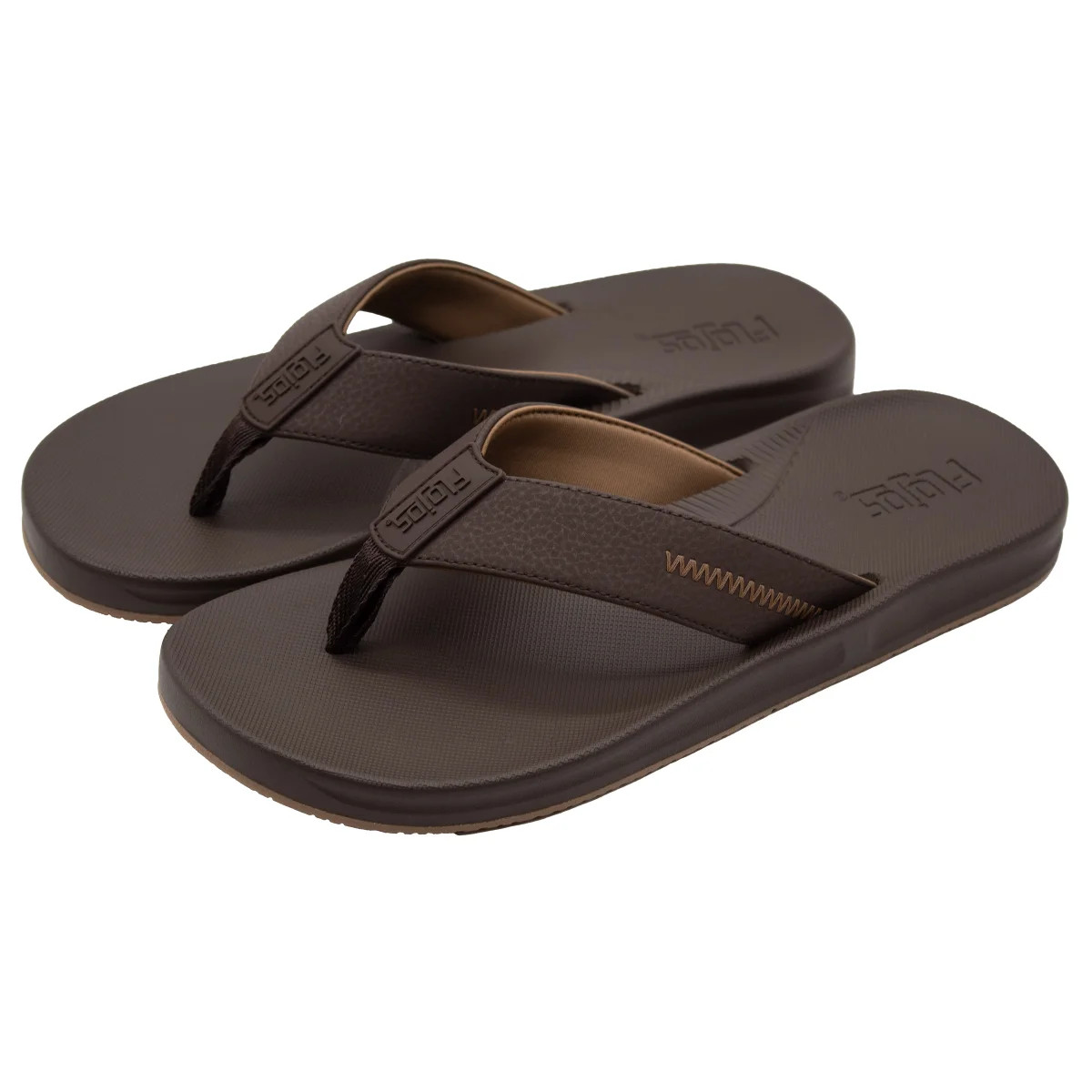 Flojos Men's Flip Flops Memory Foam Sandal Water Resistant Black Brown New 8-13