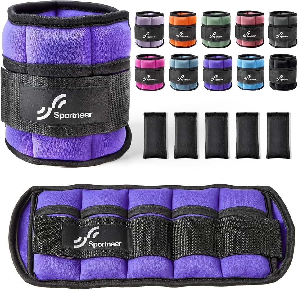 Sportneer Adjustable Ankle Weights Set - 1 Pair Removable Sandbags for Women