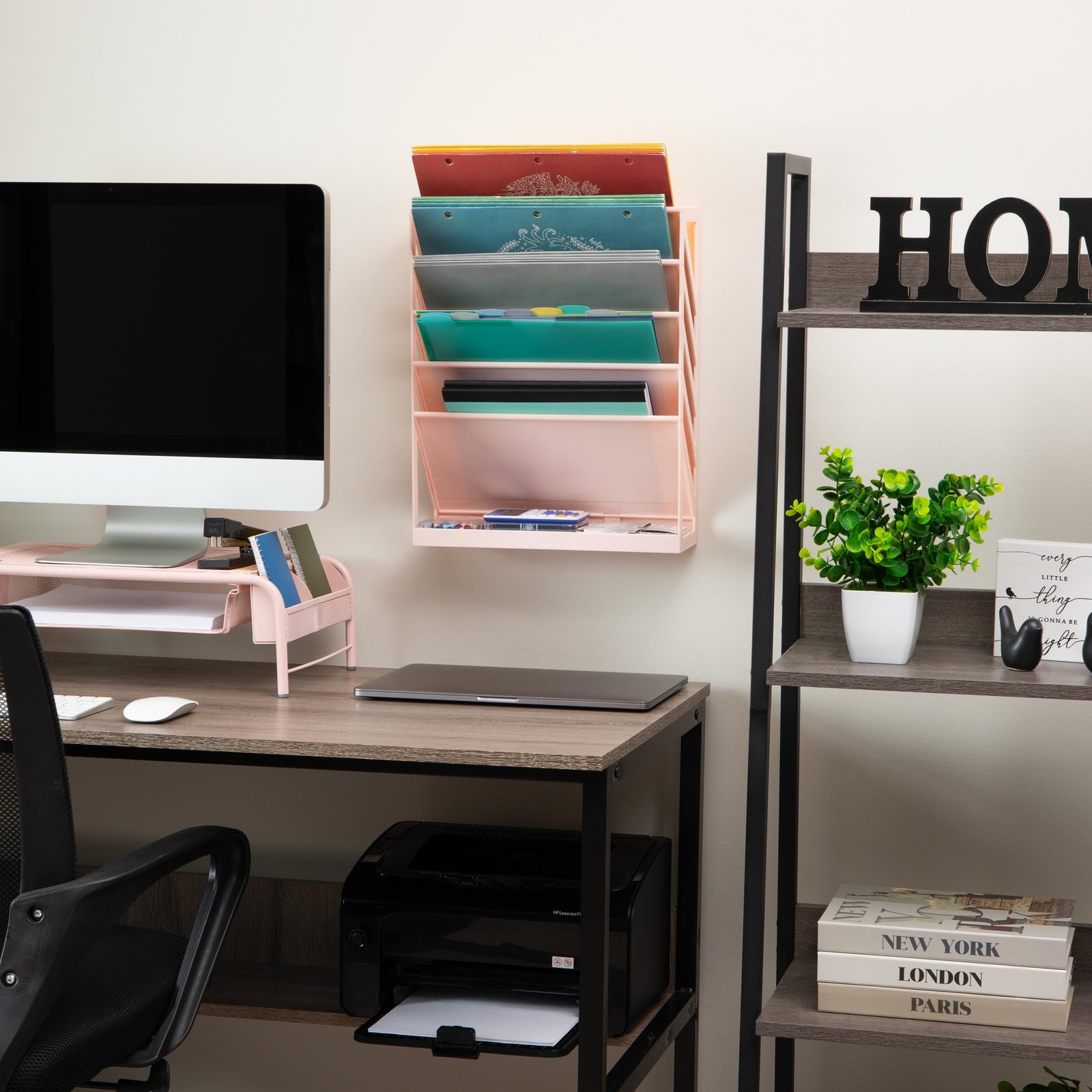 5-Tier Vertical File Storage Desktop Organizer Wall Mount Office Plastic 13" ...