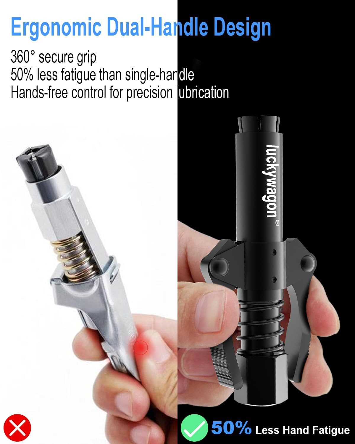 Grease Gun Coupler Black Leakproof Grease Gun Tips Quick Lock Release High Pr...