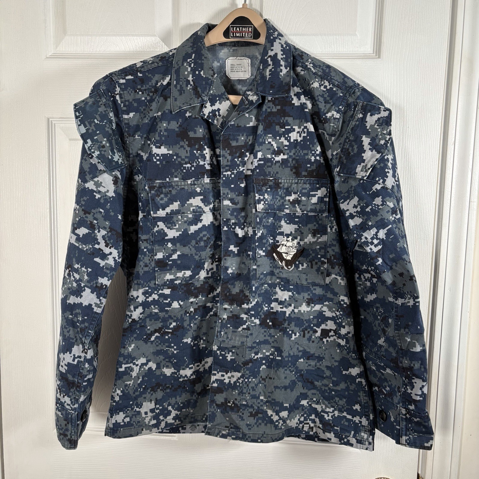 US Navy NWU Type I Digital Camo Blouse Shirt Mens Small Short Blue