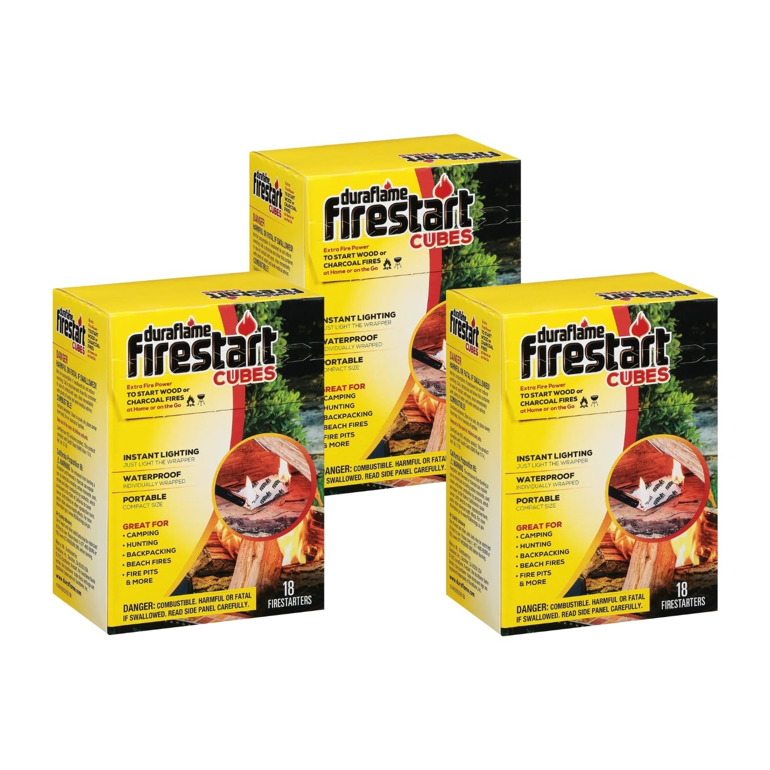 Firestarter Cubes, 18 Pack - Quick Lighting Firelighters for Grills & Campfires