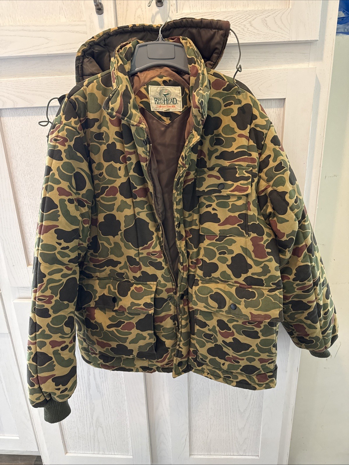 Vtg Redhead Hunting Jacket XL Duck Frog Camo Camouflage Insulated Coat W Hood!
