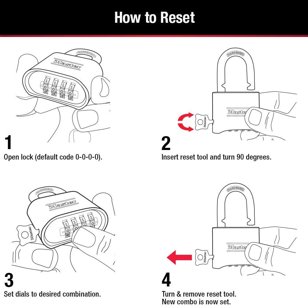 Master Lock 175DLH 2in Wide Combination Padlock with Extra Long Shackle